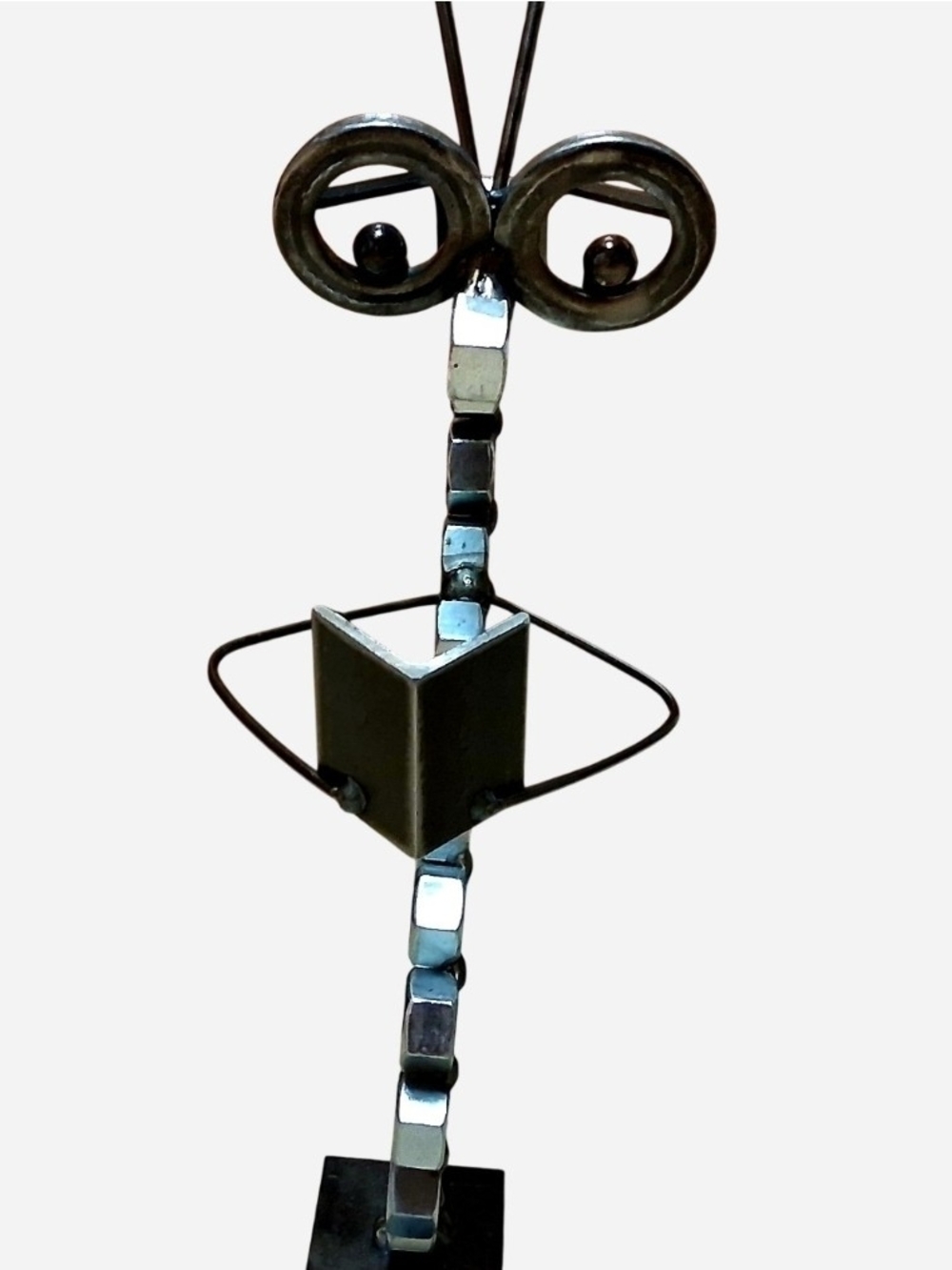 Modern Abstract Metal Bookworm Sculpture